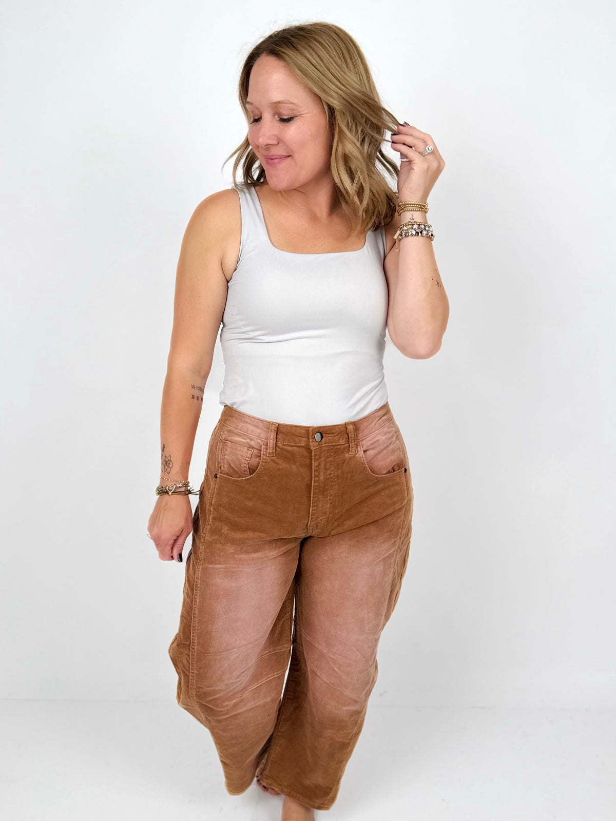 Modern Corduroy Crop Barrel Pants - Camel {S-L} - KaraMarie