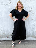 Bow-Tied Jumpsuit in Black - KaraMarie