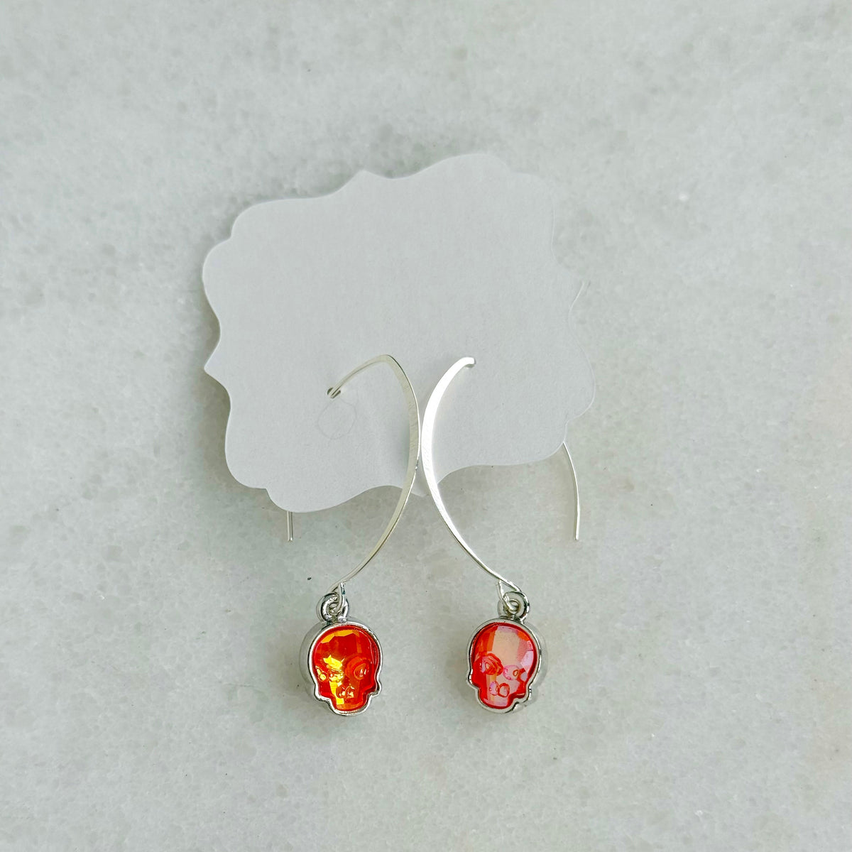 Skull Candy Earrings in Ultra Orange AB