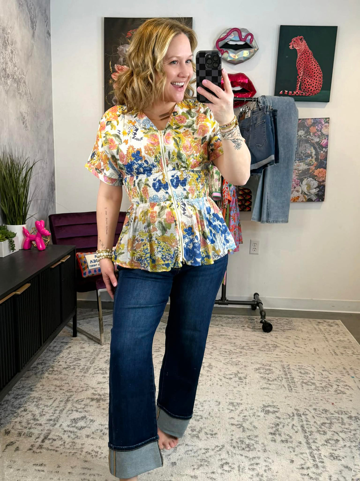 Flora Zip Blouse {S-L} - KaraMarie