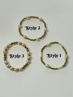 CHARM BAR - PEARL STEEL STRETCH BRACELETS {Gold/Silver} - KaraMarie
