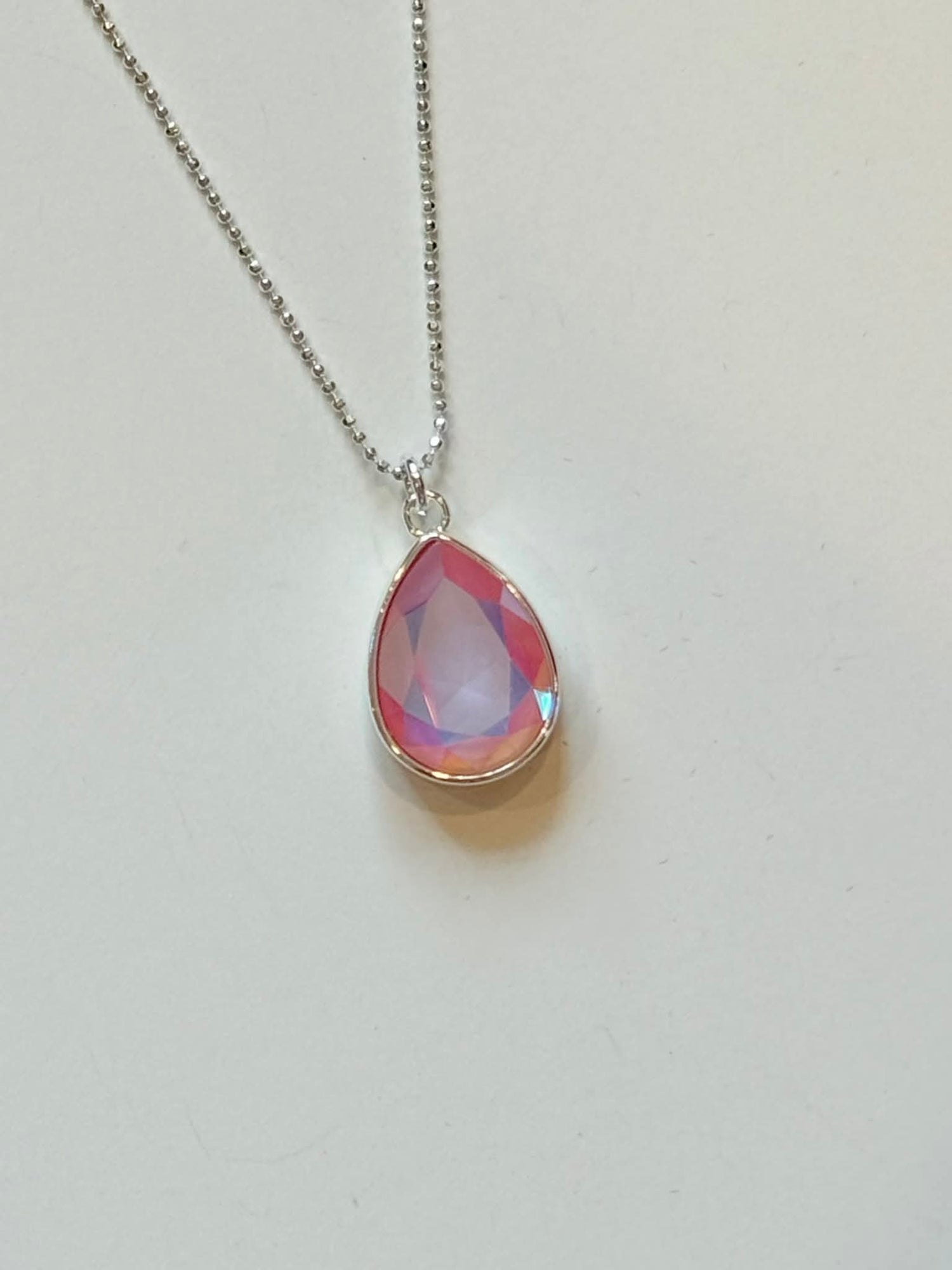 Large Pear Necklace in Ultra White Ignite AB