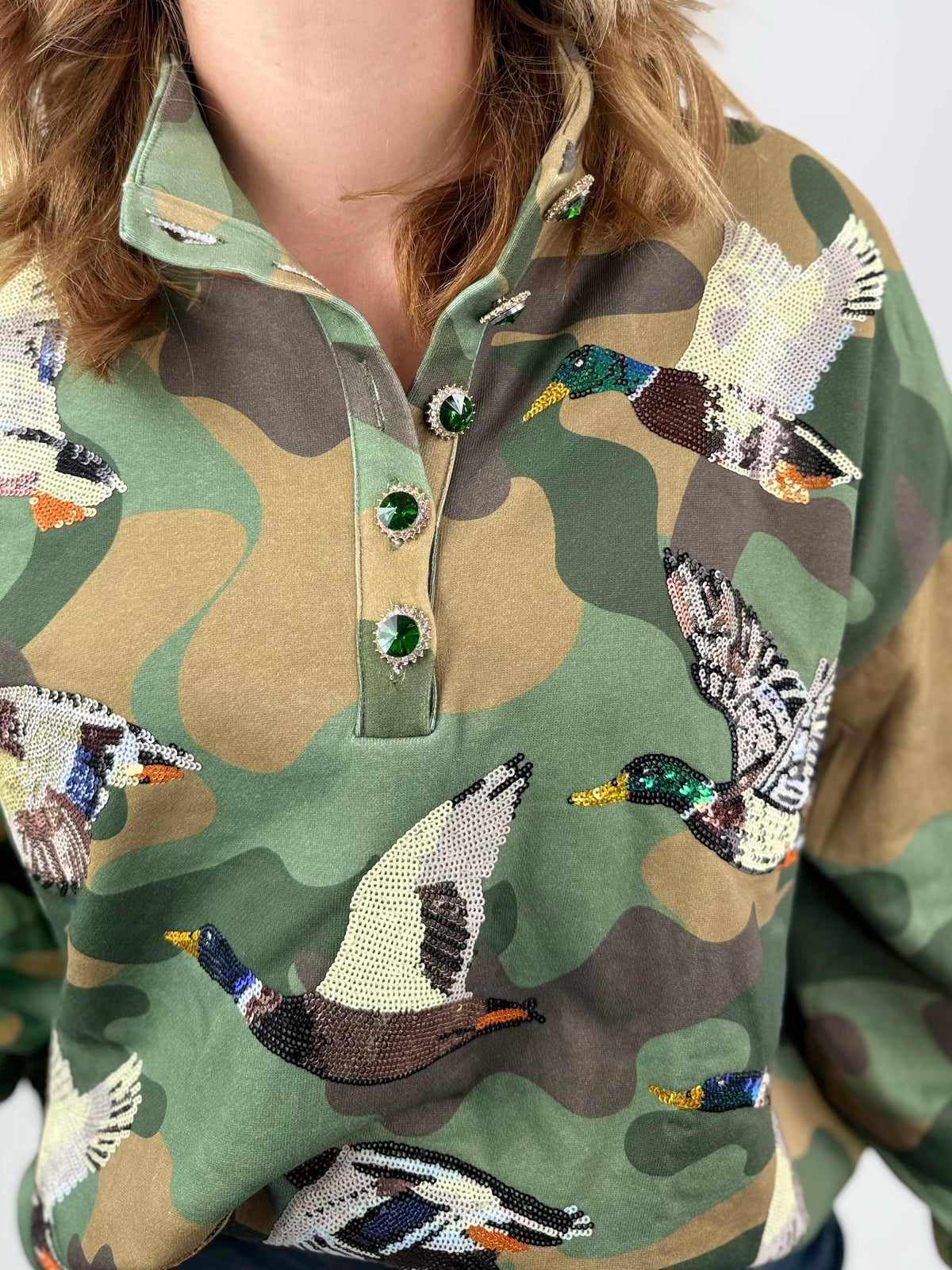 Camo Mallard Sequin Pullover {XS-XL}