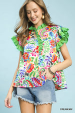 Paisley Delight Ruffle Blouse {S-L} - KaraMarie