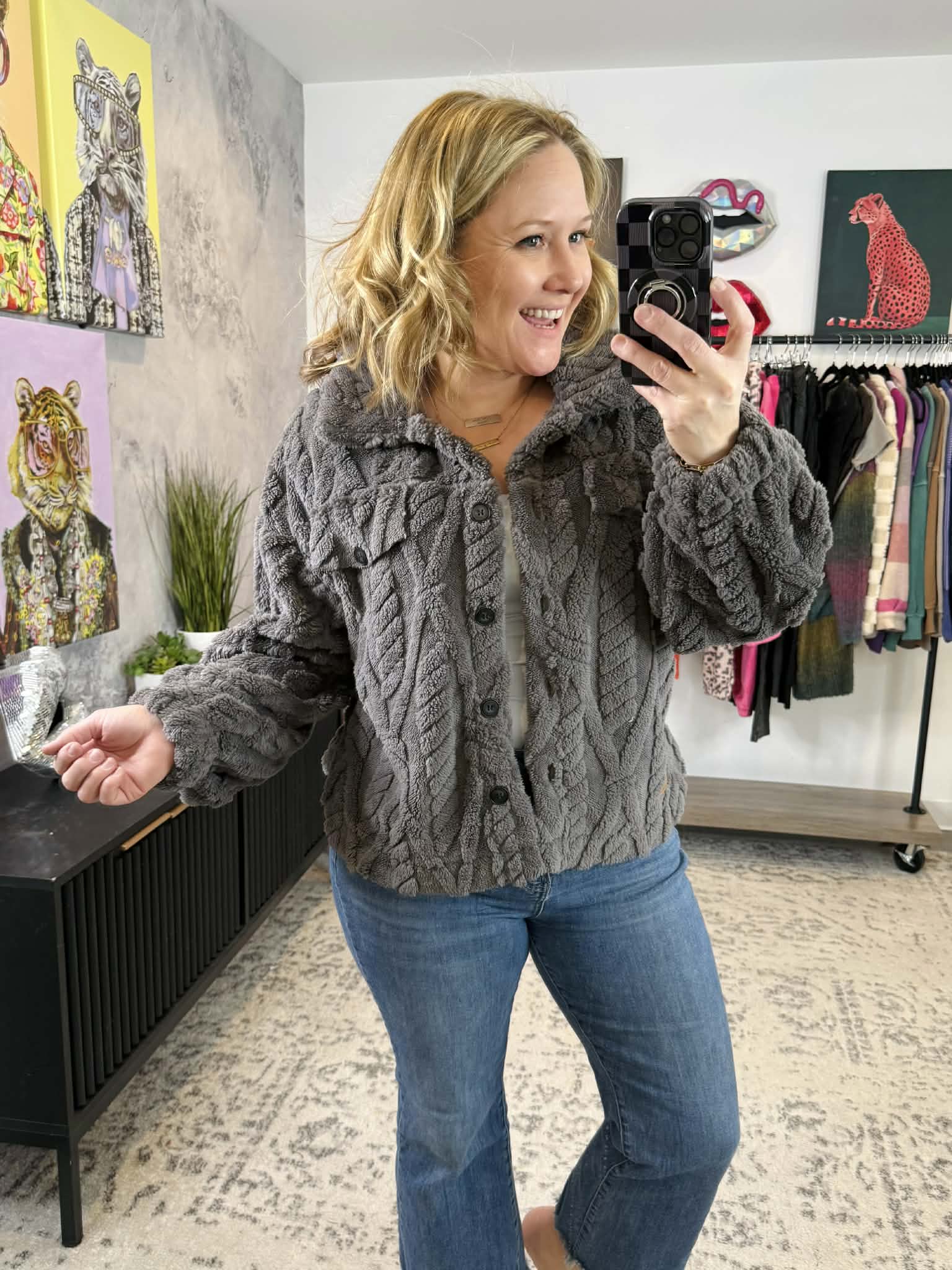 Jess Shacket in Grey {S-2X} - KaraMarie