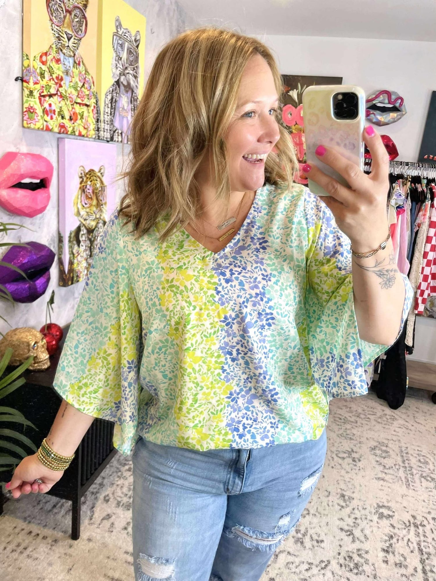 Draped Garden Blouse {S-3X}