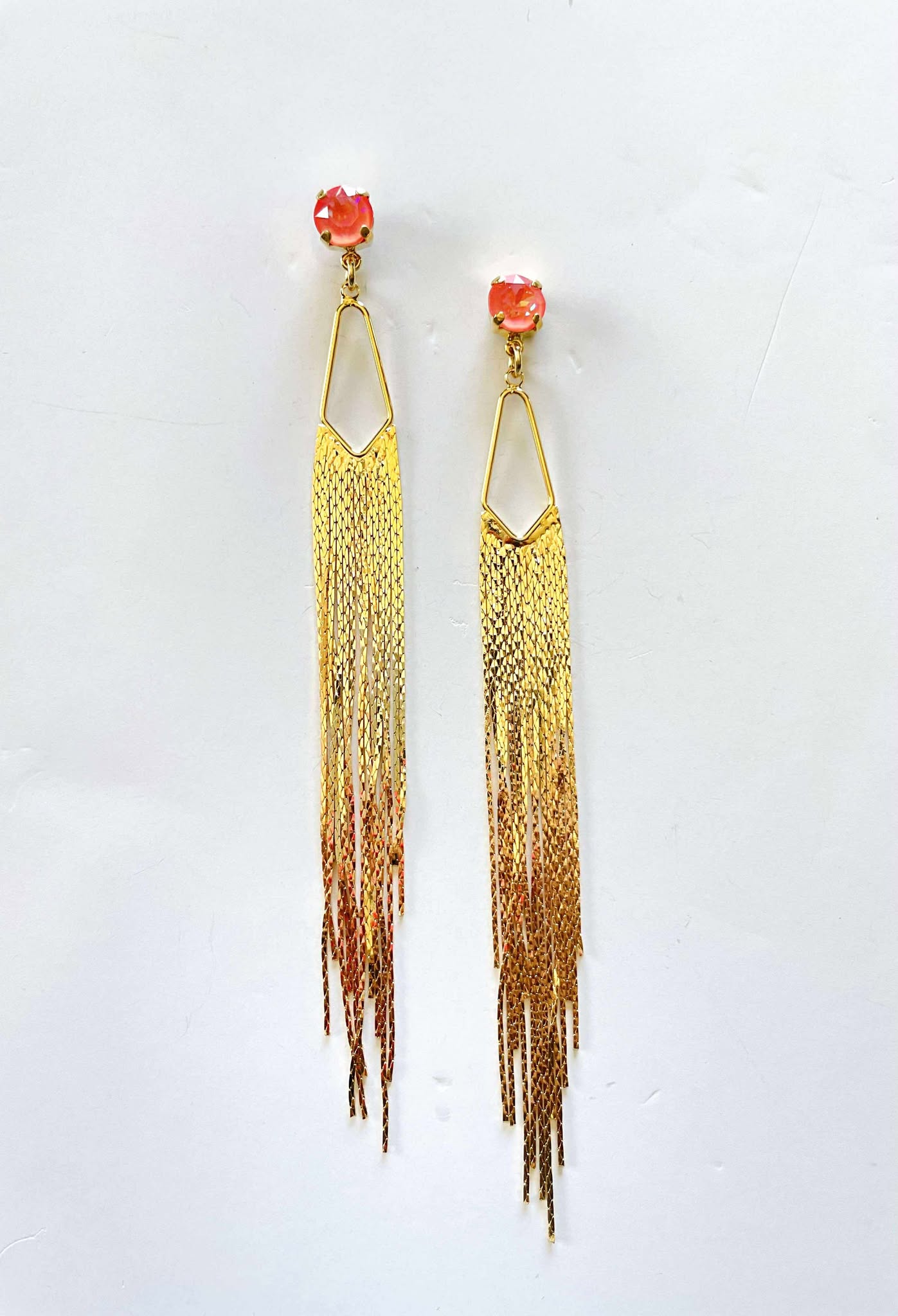 Orange Glow Tassel Fringe Earrings