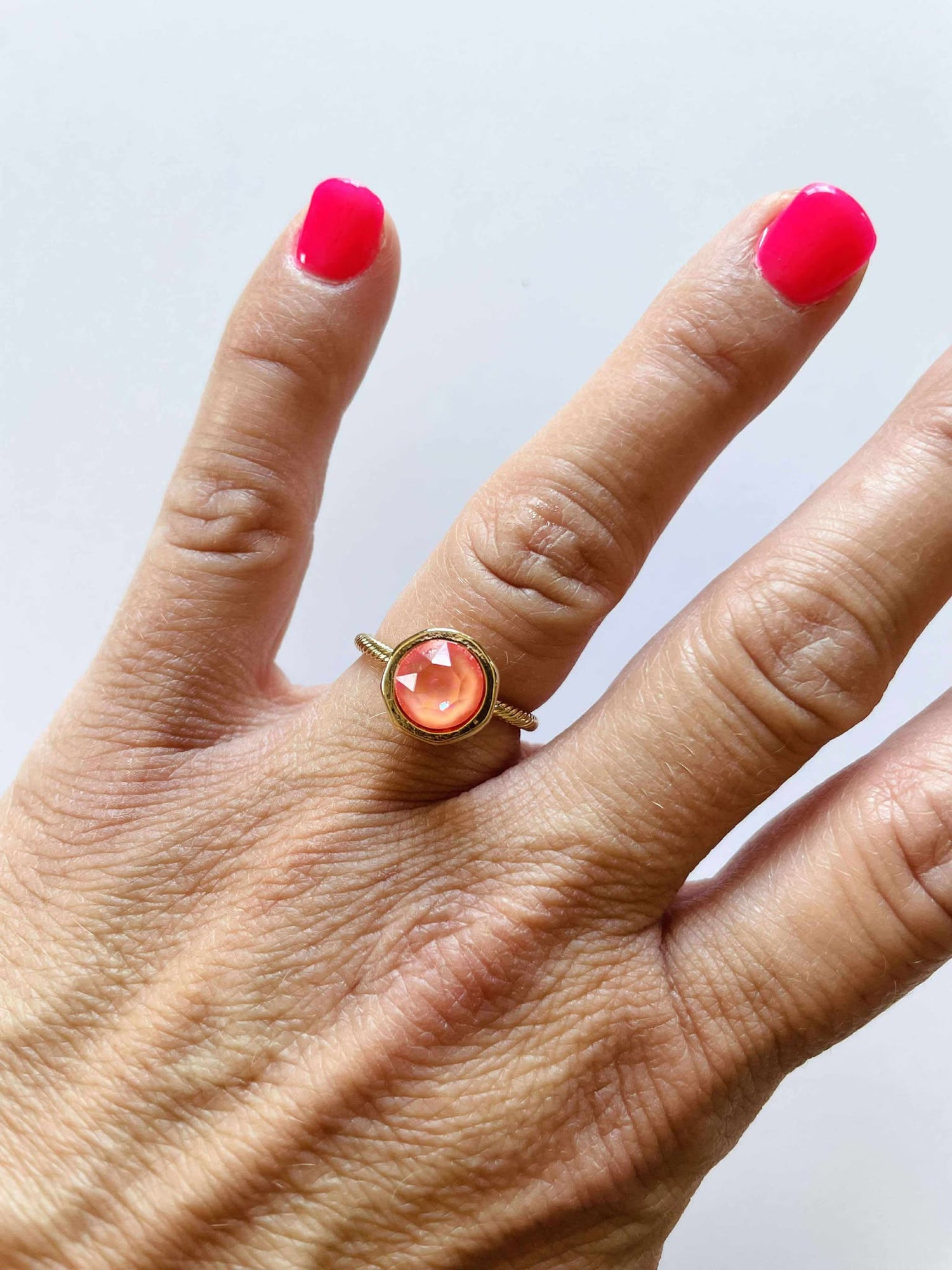 Simple Solitaire Ring in Ultra Orange AB {Gold Metal}