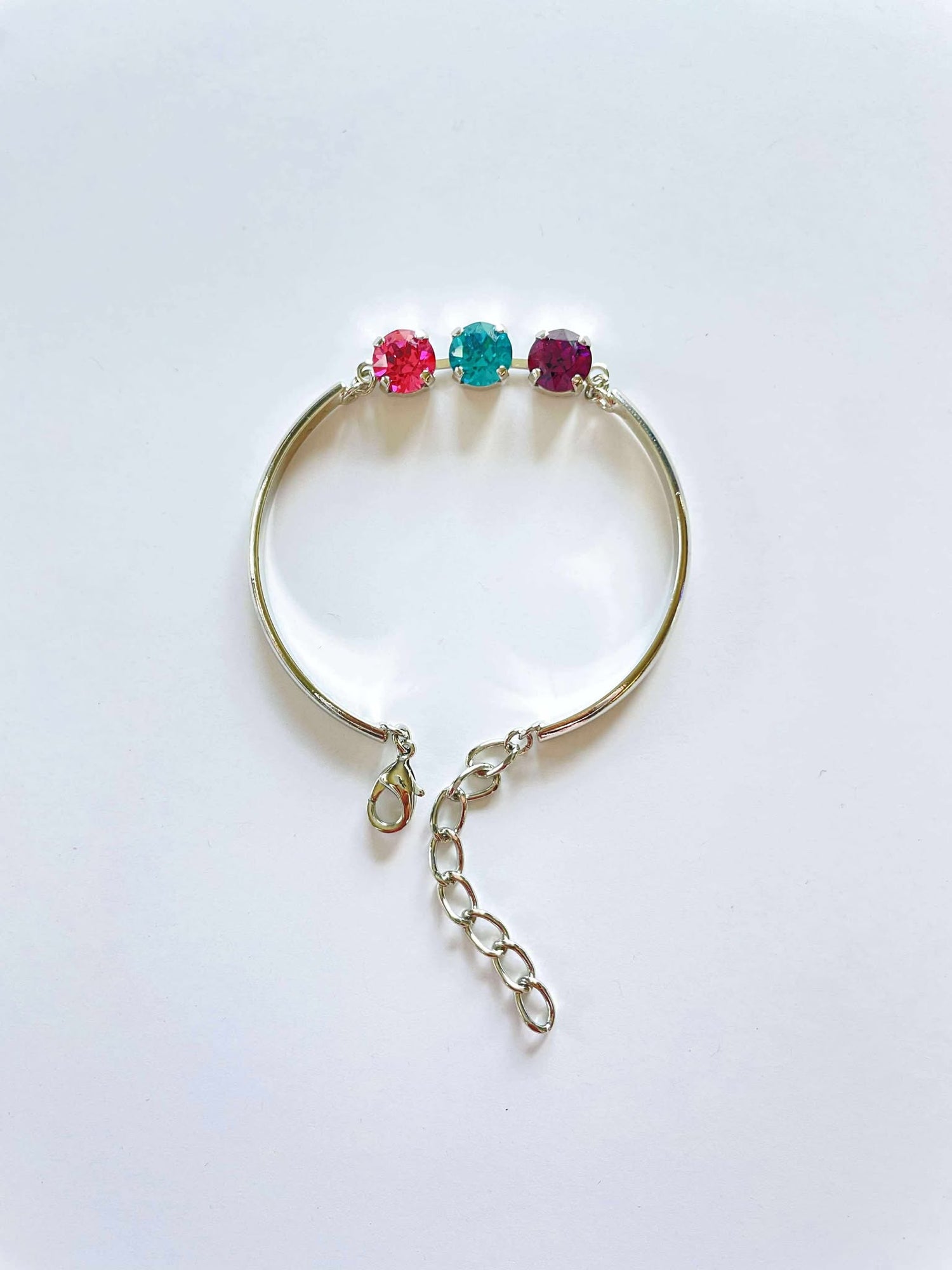 Bar Bracelet in Rose, Blue Zircon, and Amethyst