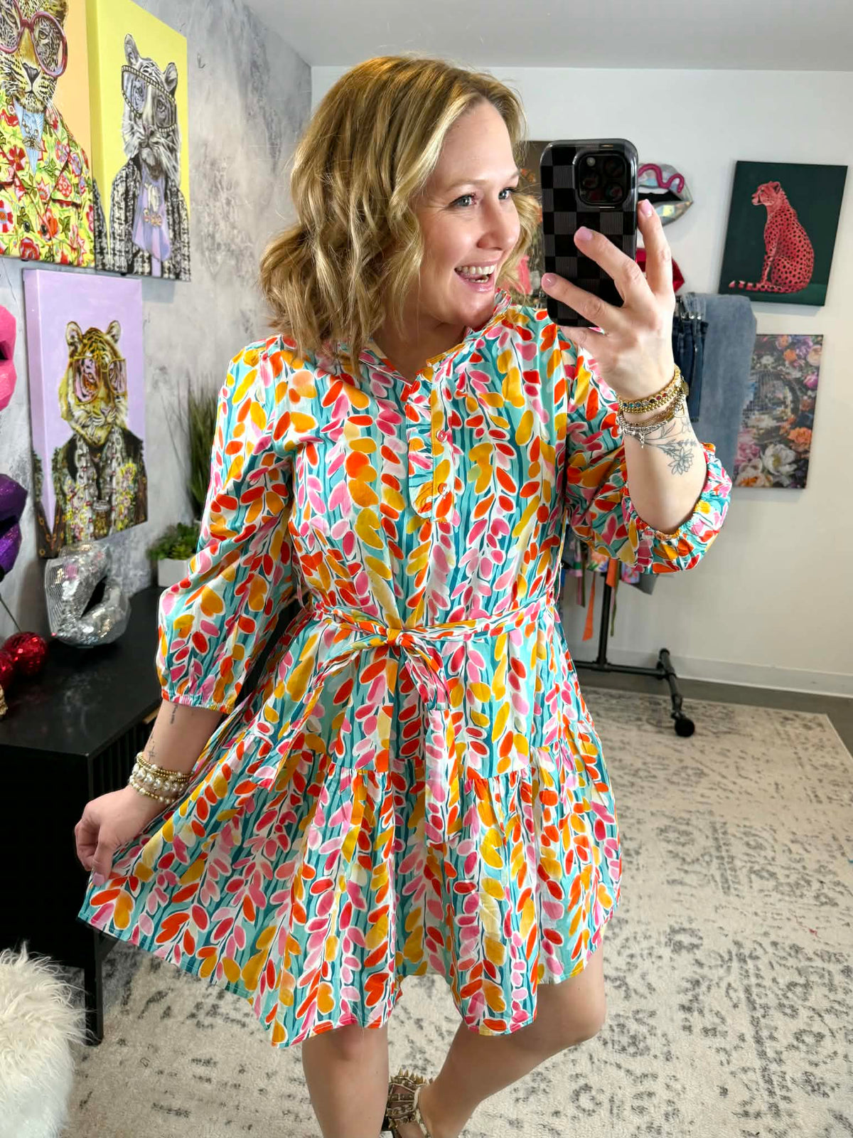 Flora Pop Ruffle Dress {S-2X} - KaraMarie