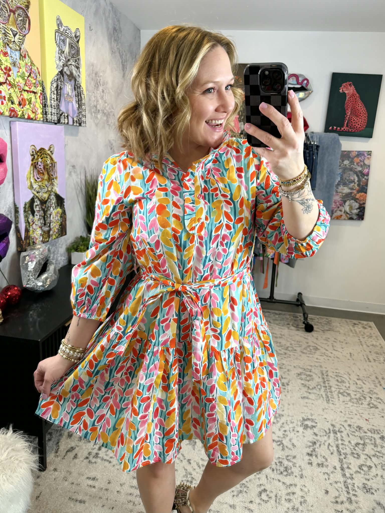 Flora Pop Ruffle Dress {S-2X} - KaraMarie