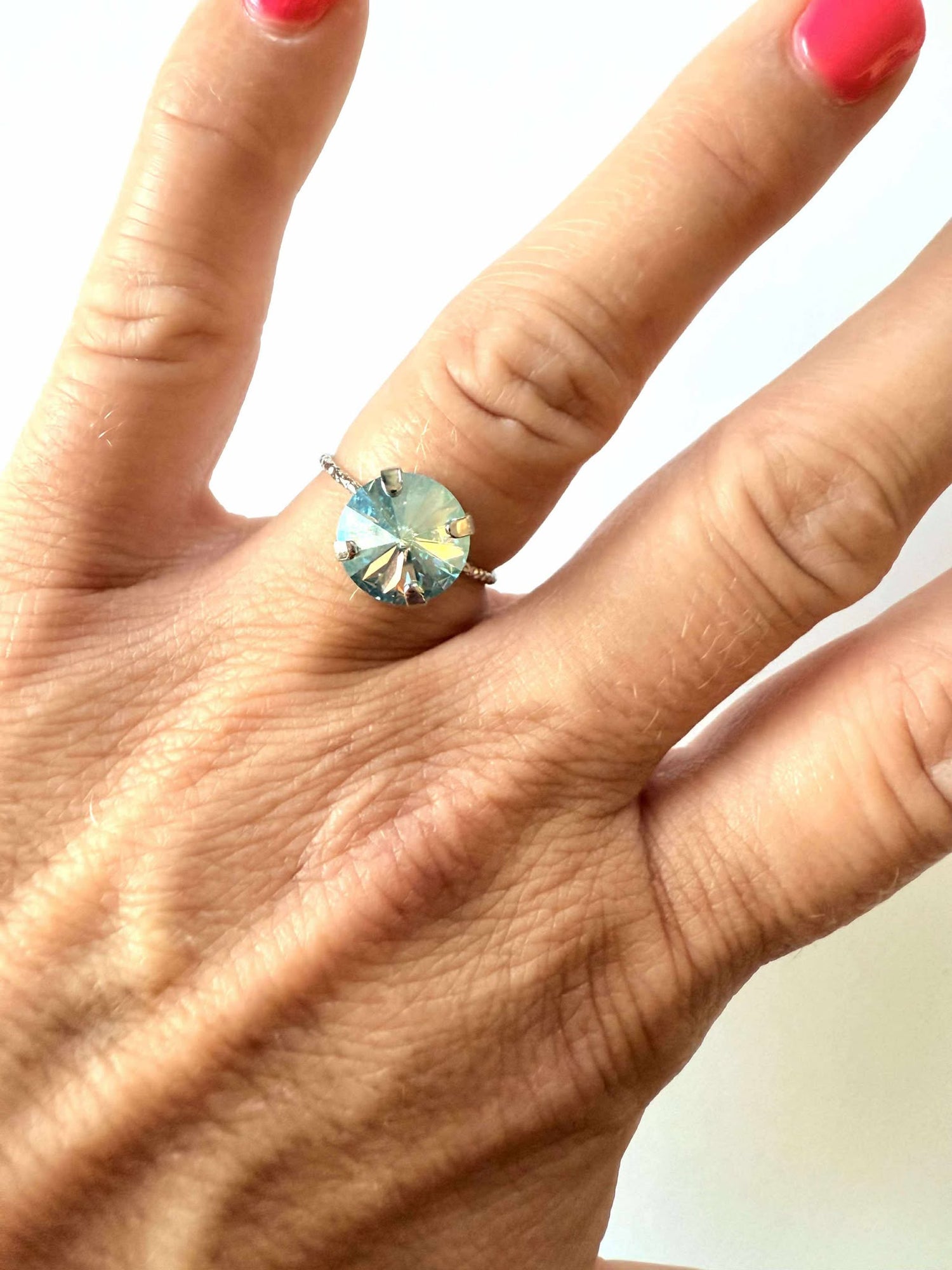 10mm Simple Solitaire Ring in Aqua AB