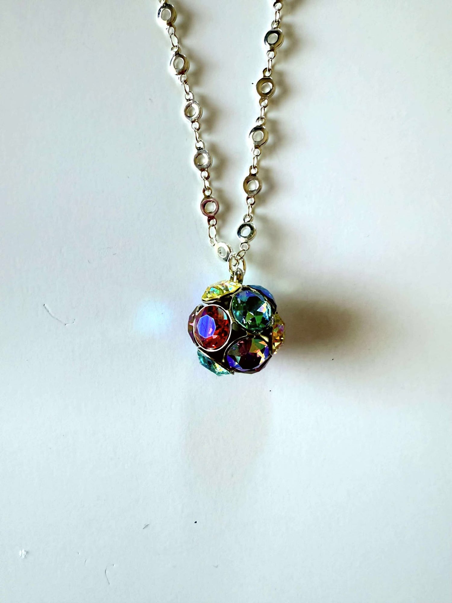 Radiant Rainbow Long Fireball Necklace