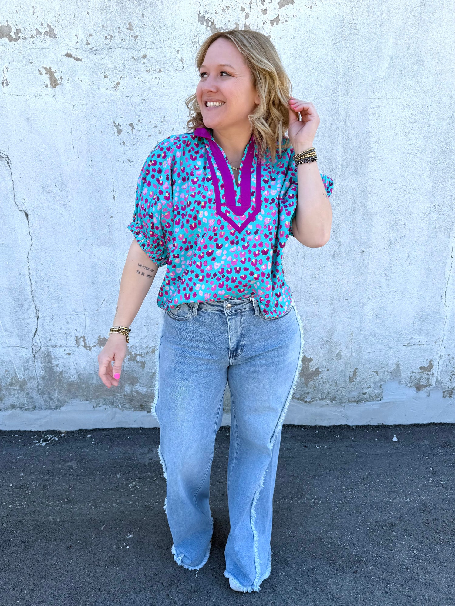 Polished Print Blouse - Purple {S-2X} - KaraMarie