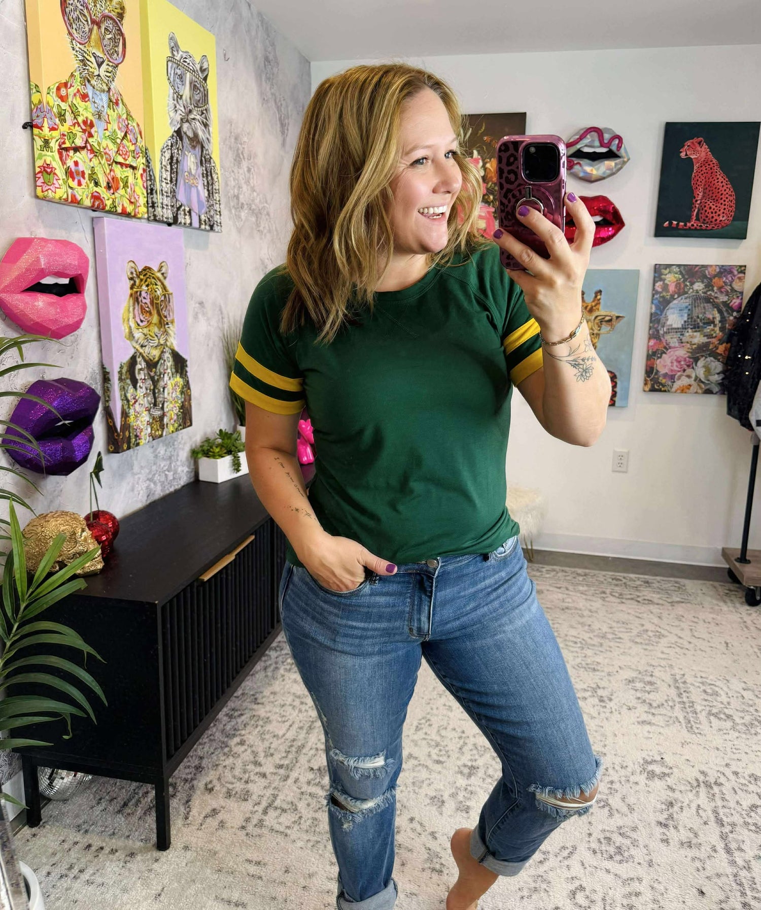 Kylie Tee - Green & Gold {XS-3X}