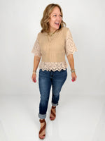 Eyelet Edge Cable Knit Top {S-XL} - KaraMarie