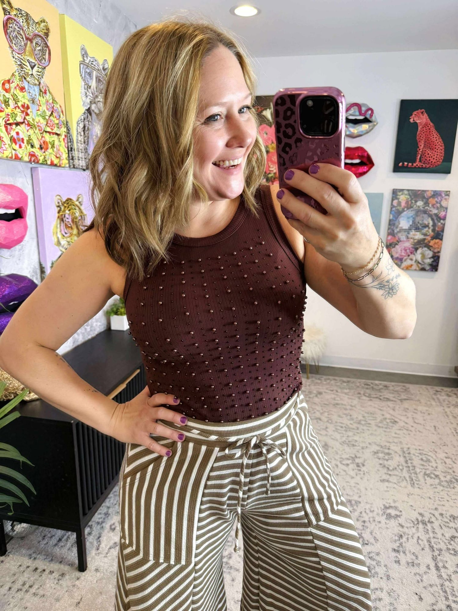 Glimmer & Grace Sleeveless Top in Chocolate {S-3X}