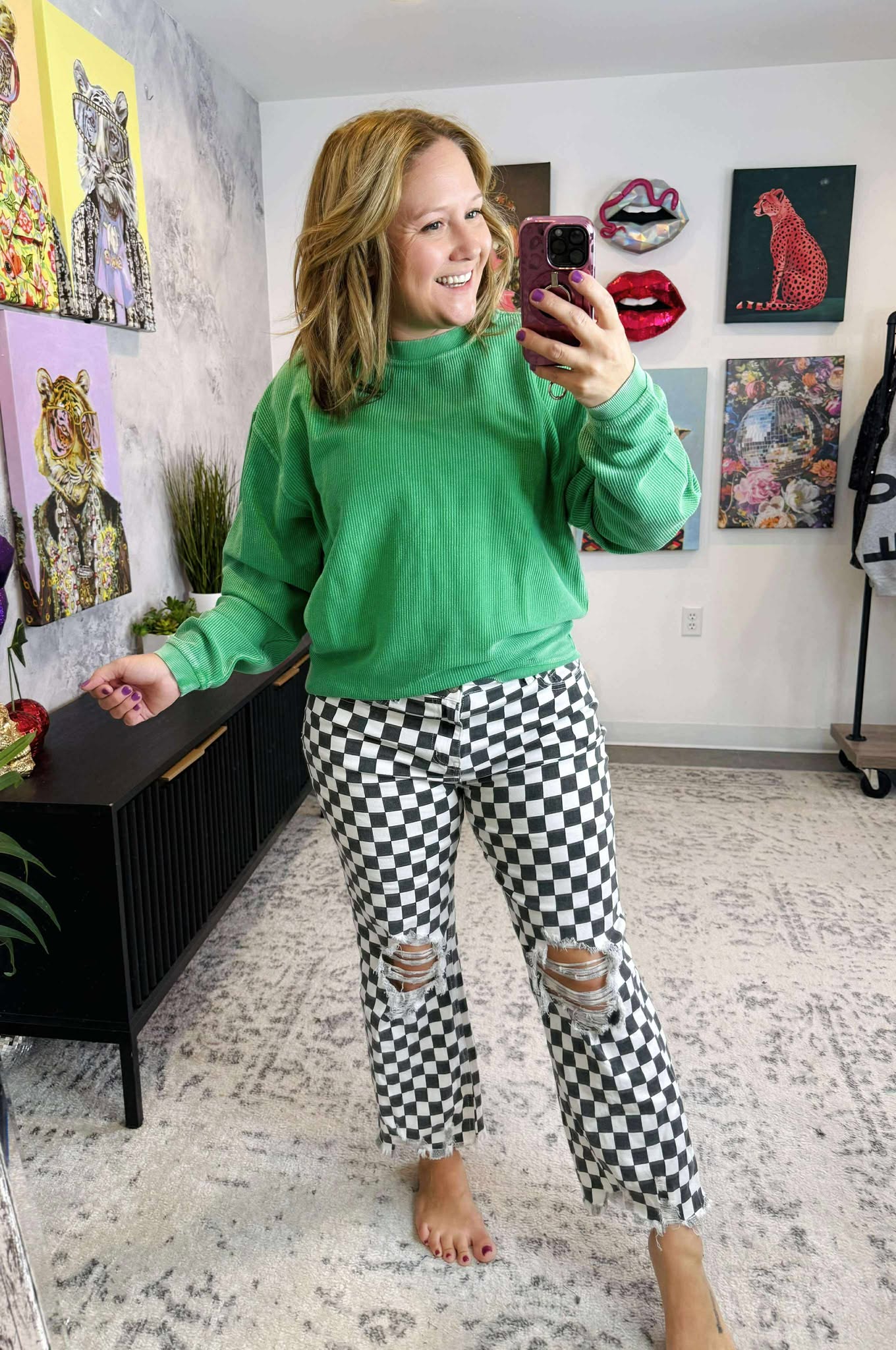 Moon Ryder Corded Crew in Kelly Green {XS-2X}