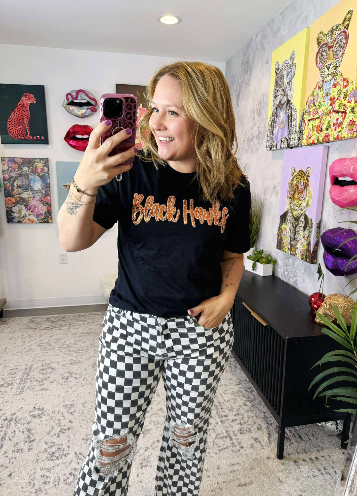 Black Hawks Sequin Tee {Size S-3X}