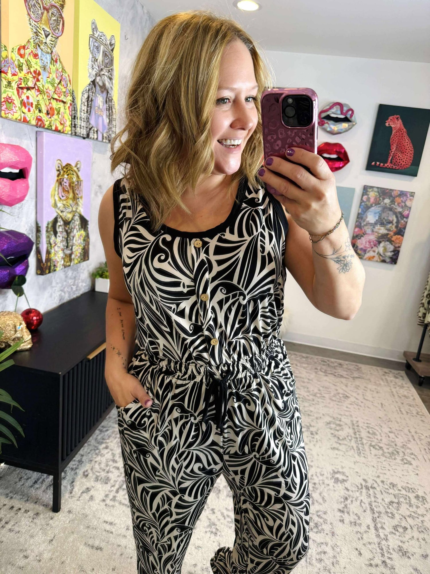 Dancing Leaves Jumpsuit {S-3X}
