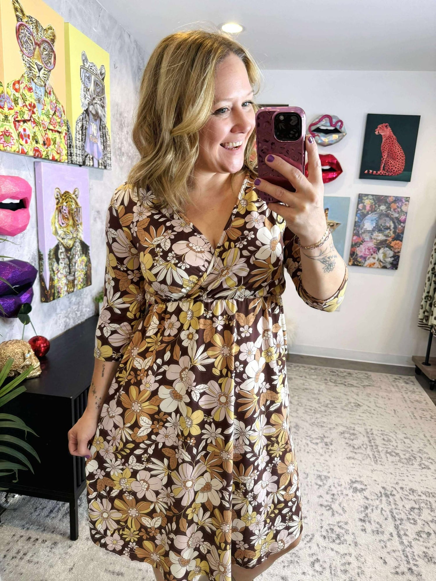 MM Taylor Dress in Neutral Vintage Floral {S-3X}