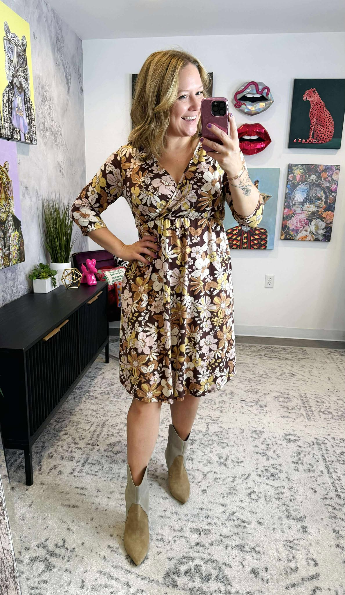 MM Taylor Dress in Neutral Vintage Floral {S-3X}
