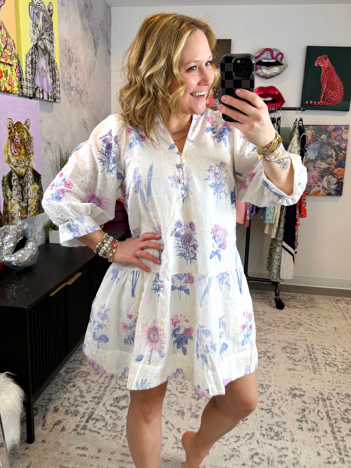 Wildflower Eyelet Mini Dress {S-L} - KaraMarie