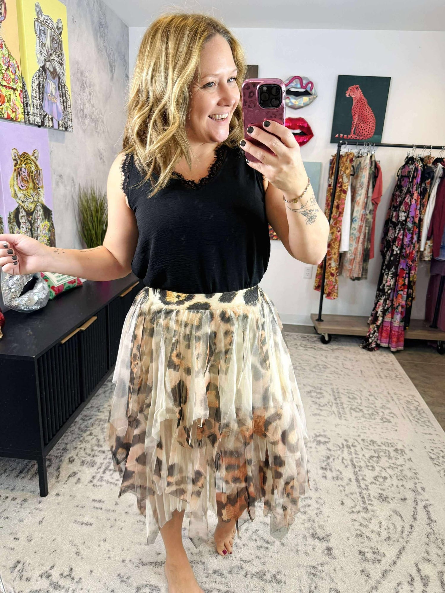 Leopard Dreamy Tiered Tulle Midi Skirt {S-XL}