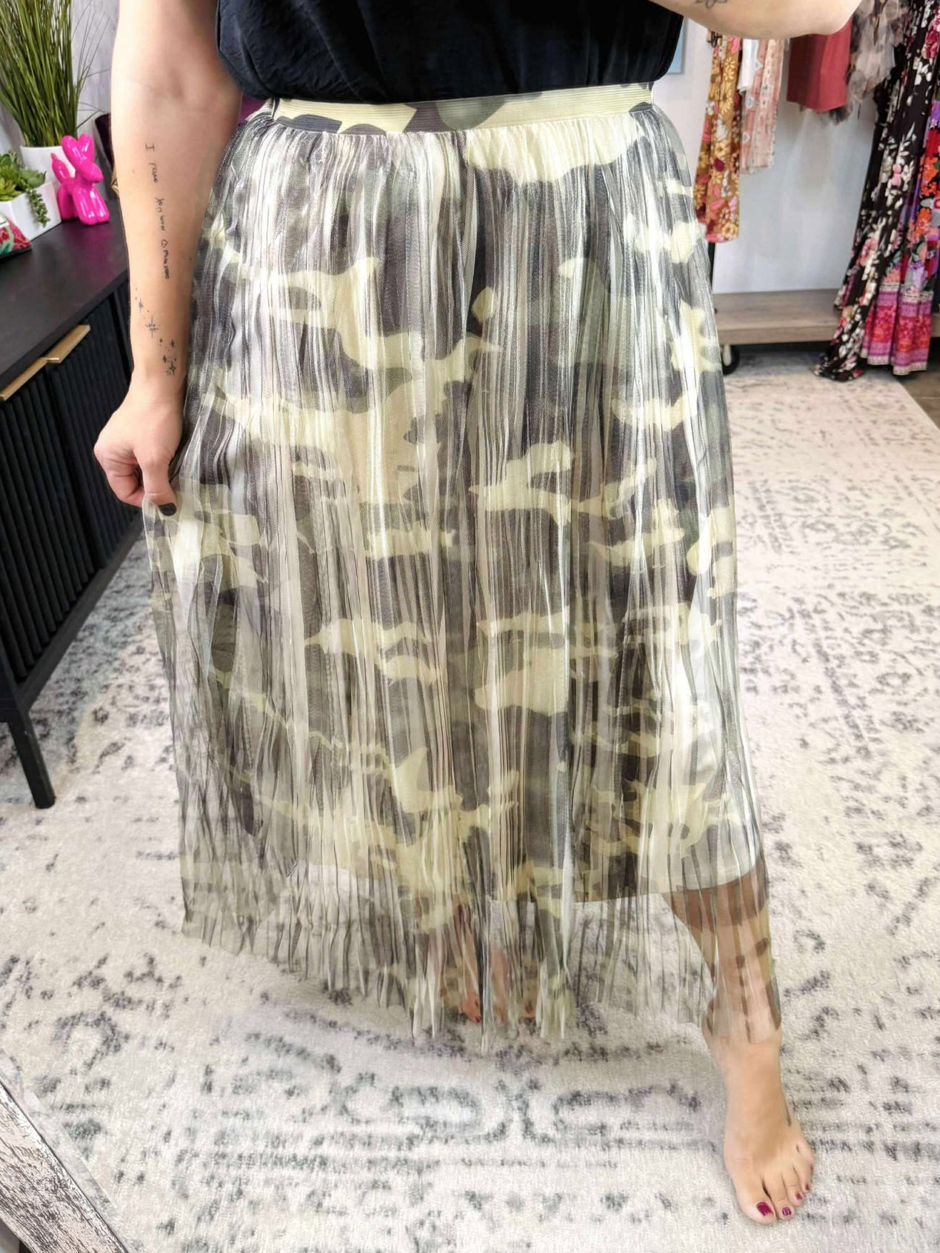 Camo Dreamy Tiered Tulle Midi Skirt {S-L}
