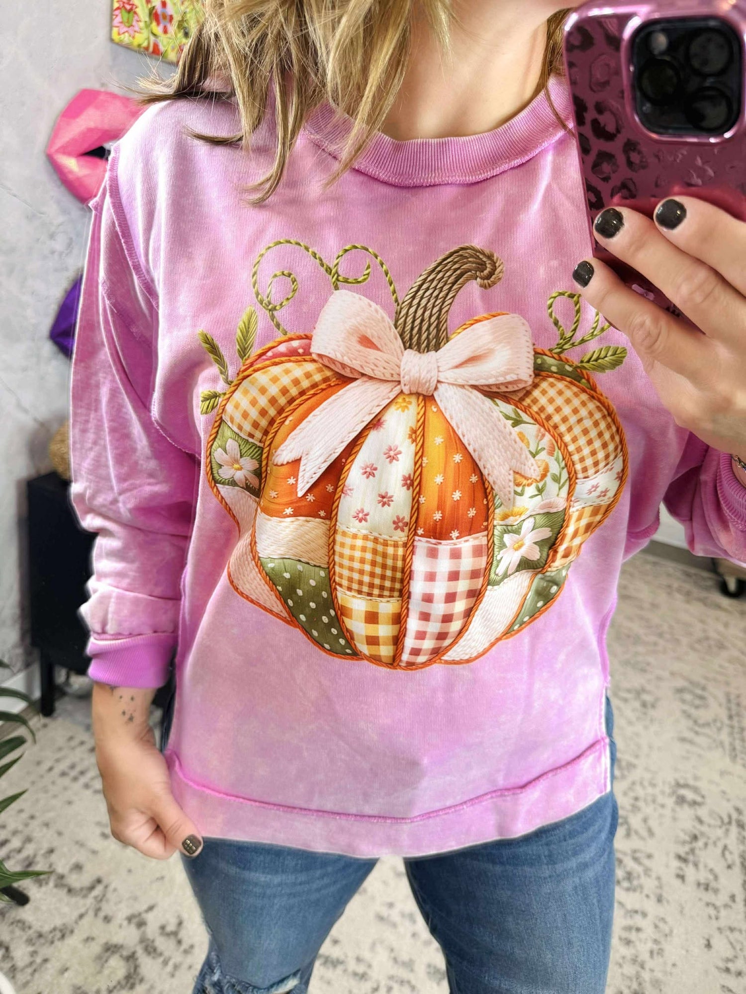 Pink Pumpkin Graphic Sweatshirt {S-3X}