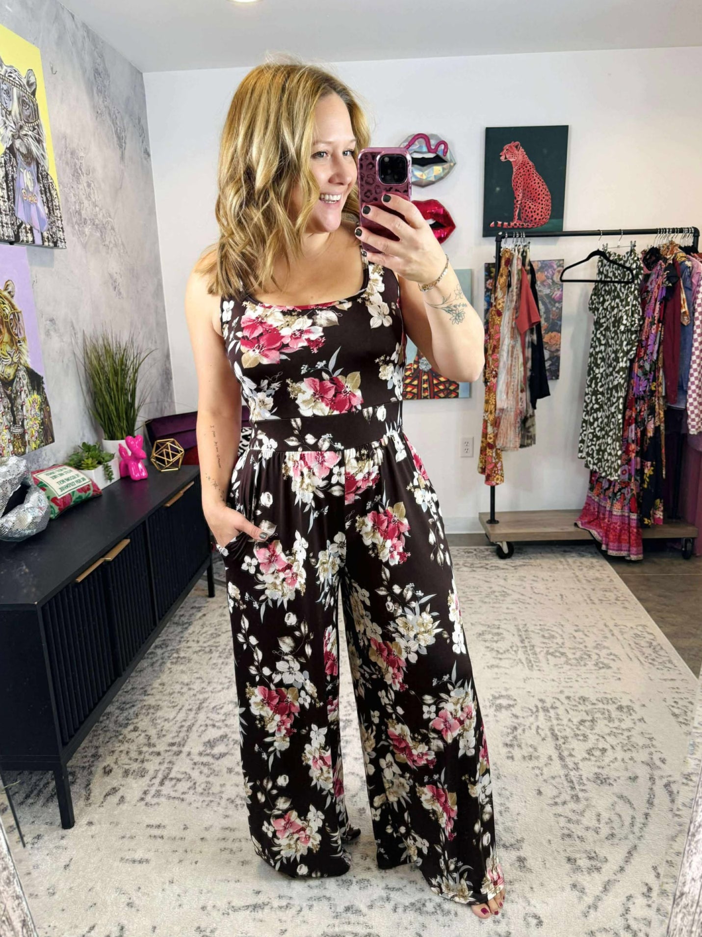 Brami Tank Jumpsuit - Floral - No Cutout {S-3X}