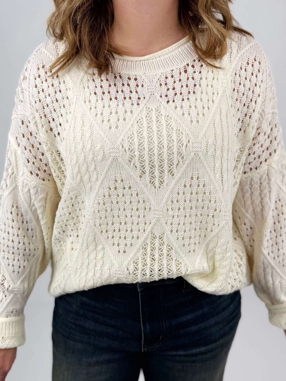 Diamond Dream Open Knit Sweater {S-XL}