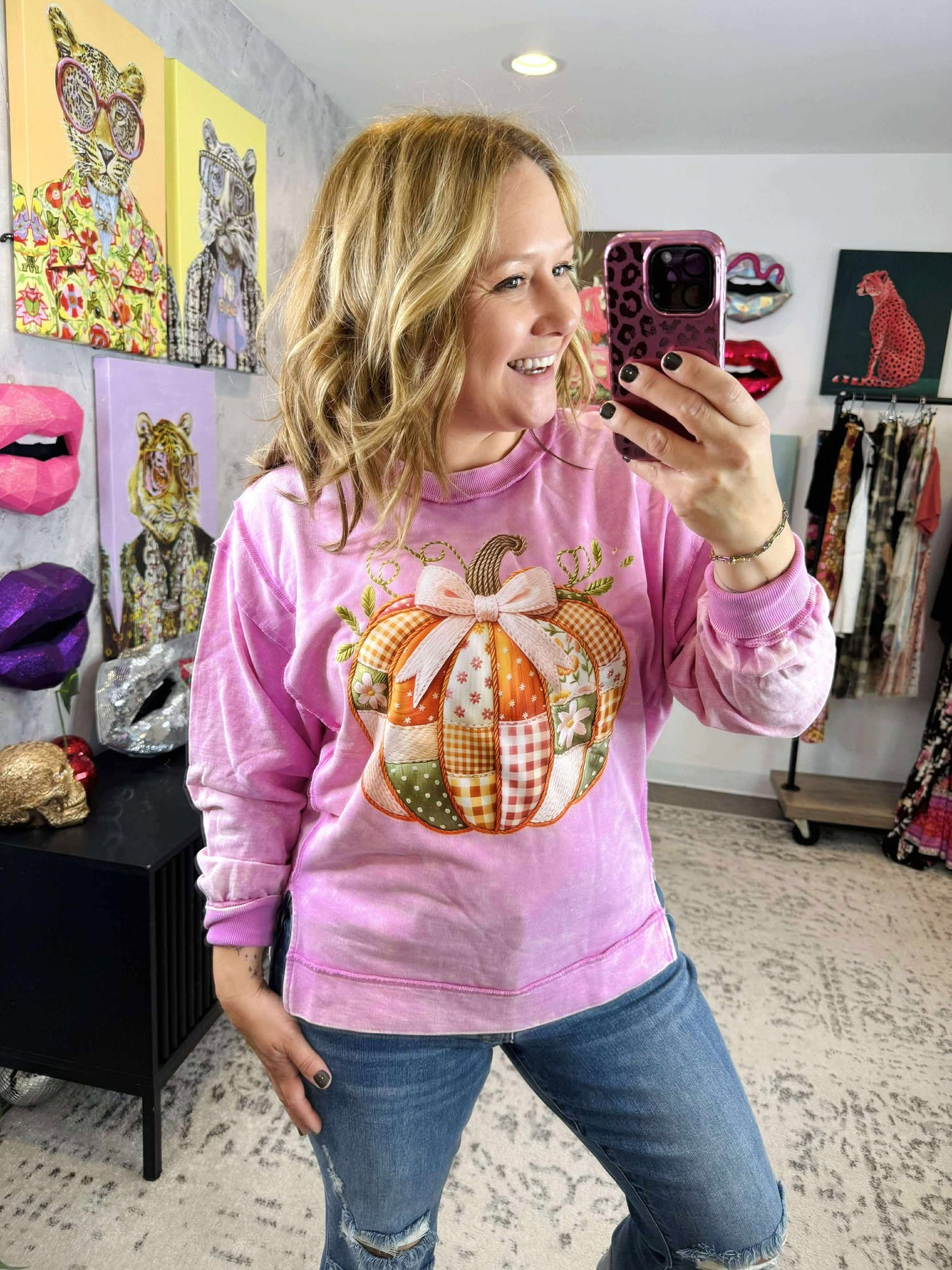 Pink Pumpkin Graphic Sweatshirt {S-3X}
