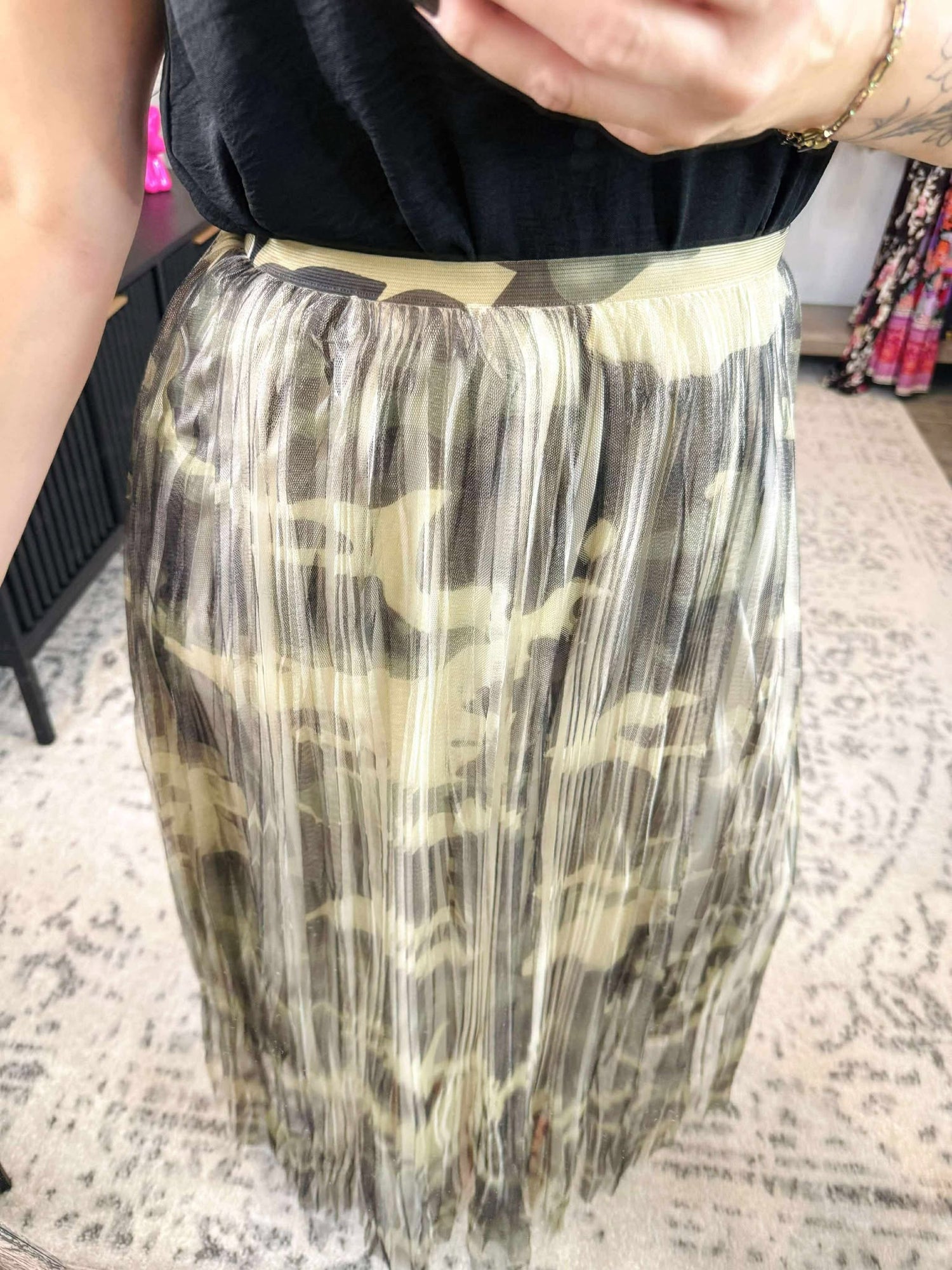 Camo Dreamy Tiered Tulle Midi Skirt {S-L}
