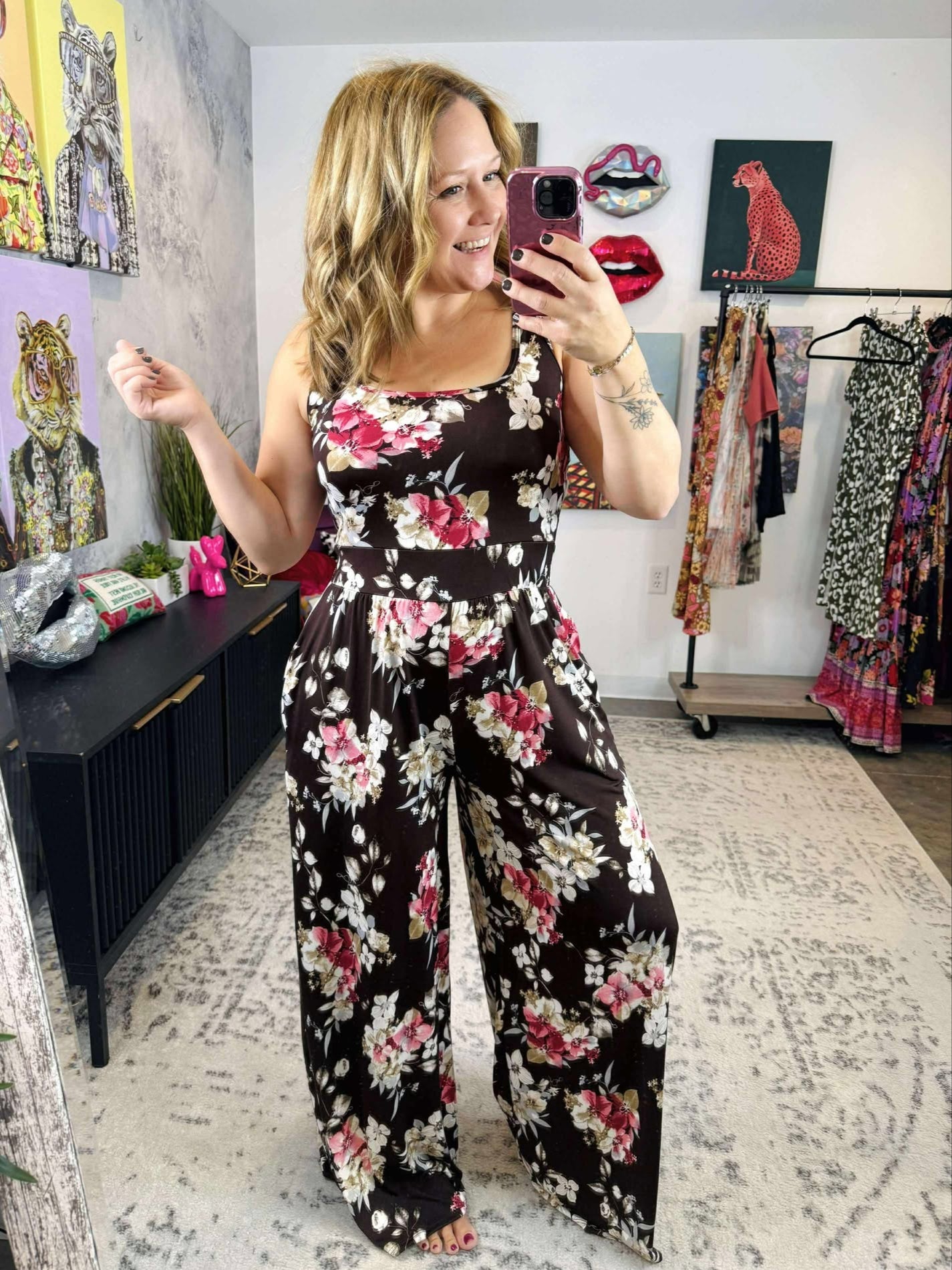 Brami Tank Jumpsuit - Floral - No Cutout {S-3X}