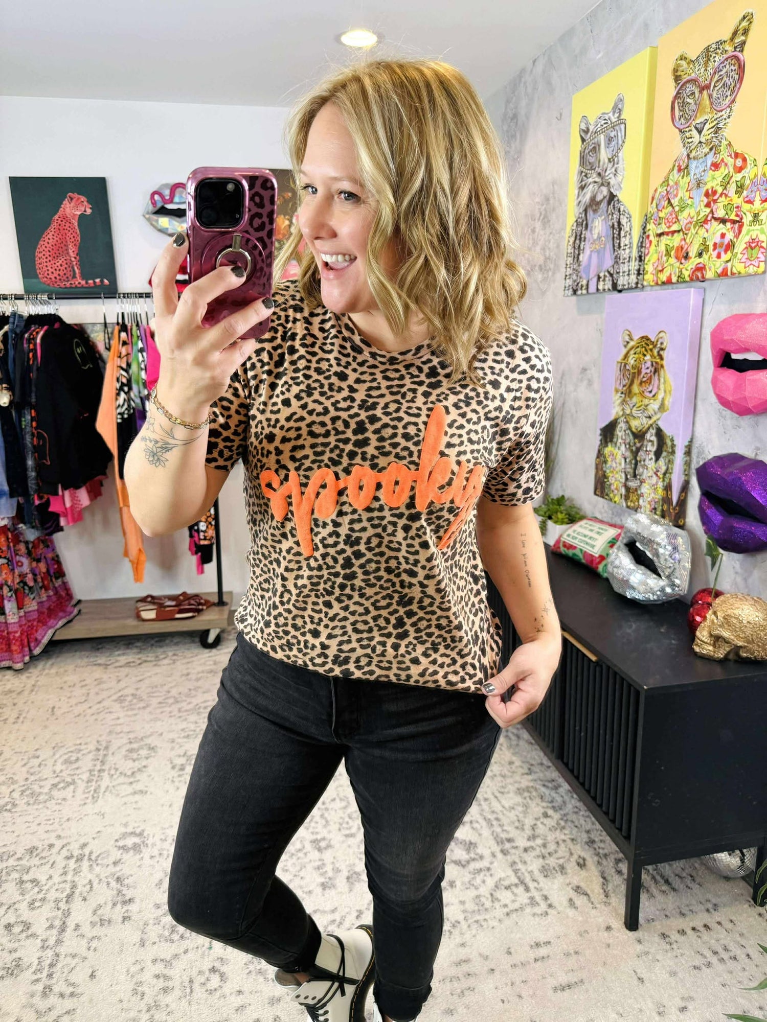 Spooky Bleached Leopard Tee {S-3X}