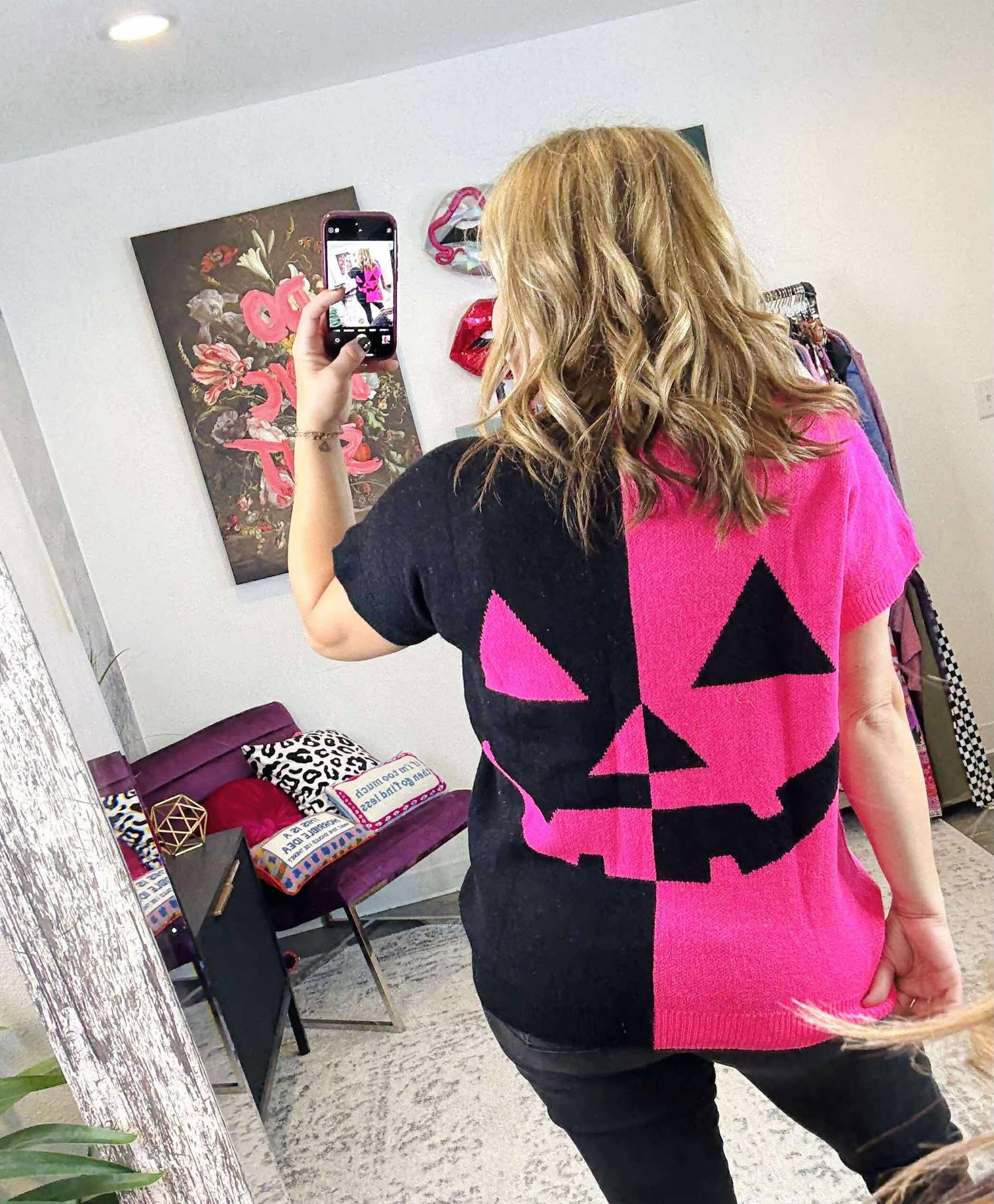 Pink Pumpkin Short Sleeve Sweater {S-2X}