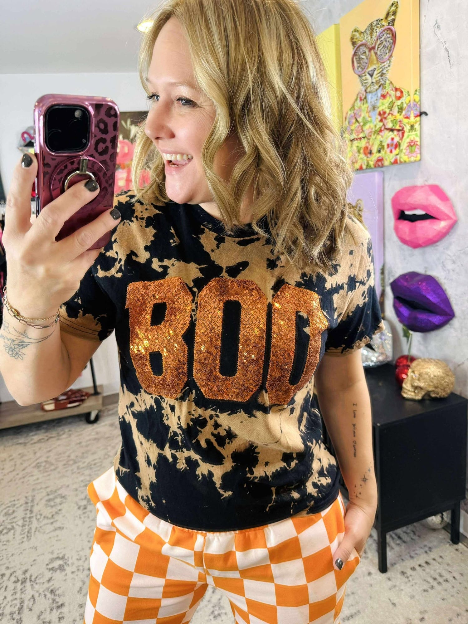 Sequin BOO Bleached Tee {S-3X}
