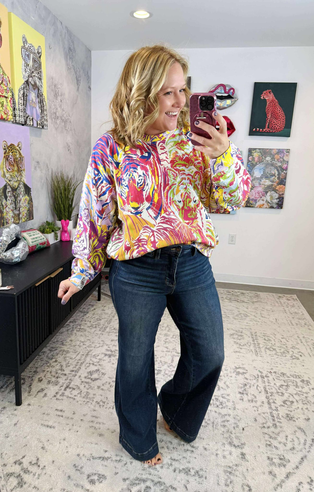 Queen of Sparkles :: Rainbow Multi Abstract Tiger Sweatshirt {XS-XL}