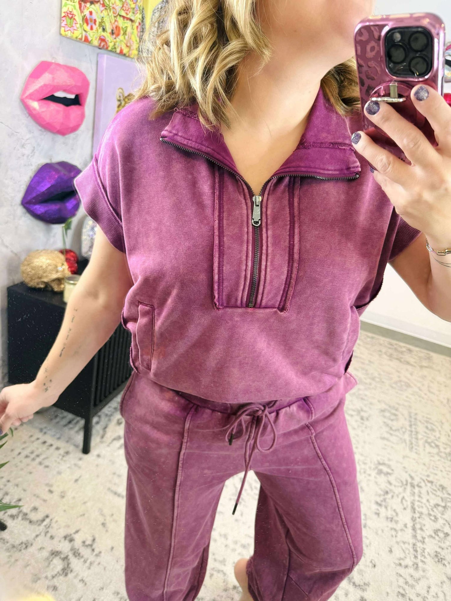 Plum Sporty Zip-Up Top {S-L}