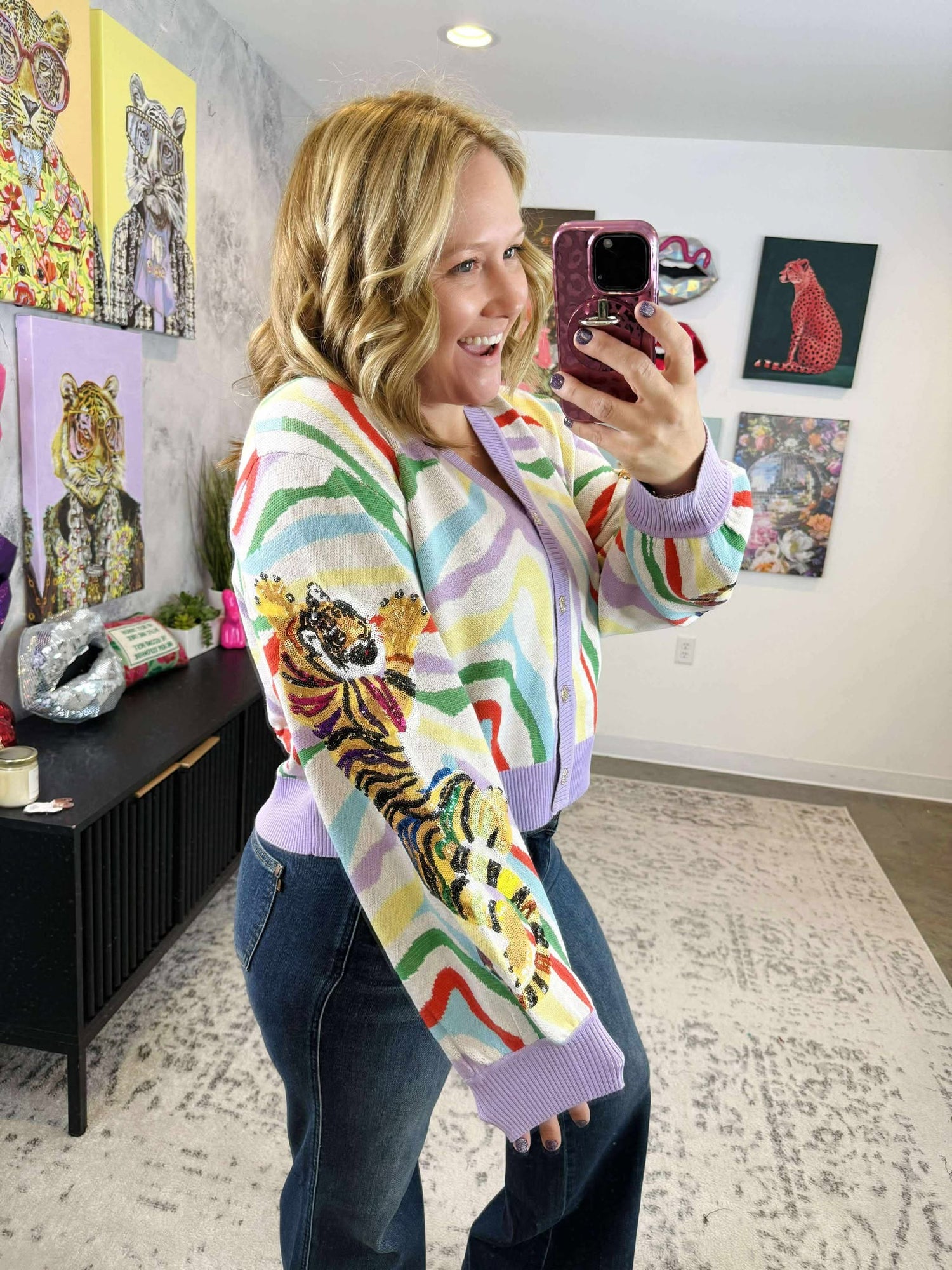 Queen of Sparkles :: Rainbow Tiger On Tiger Print Cardigan {XS-XL}