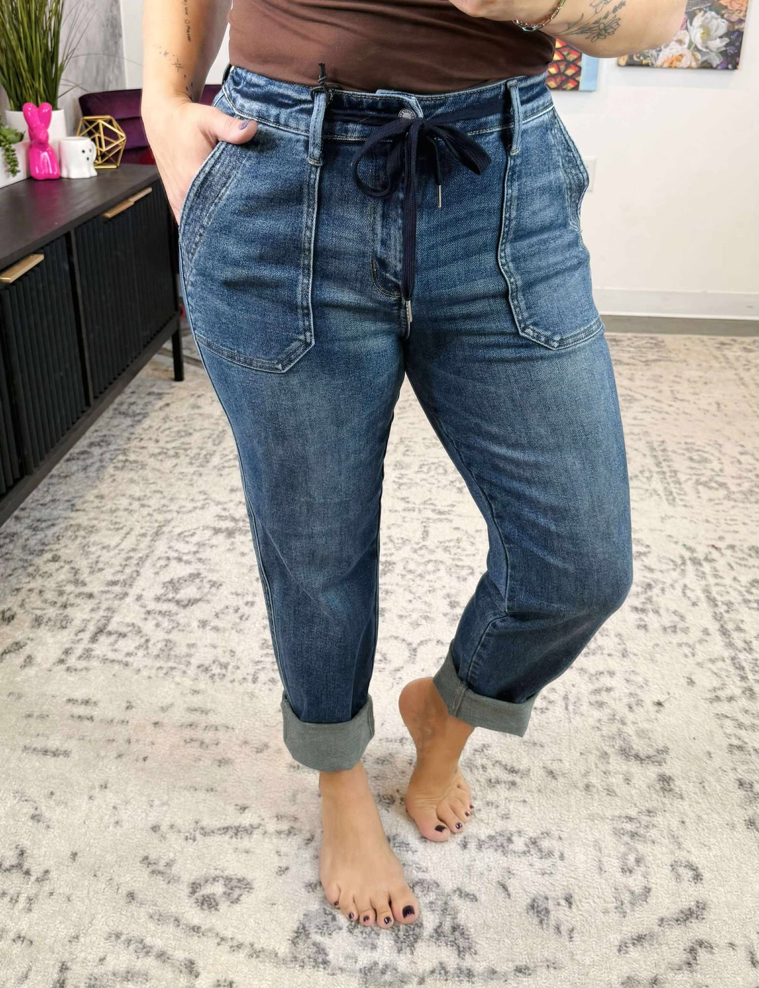 Judy Blue Cuffed Edge Joggers {Size 0-22}