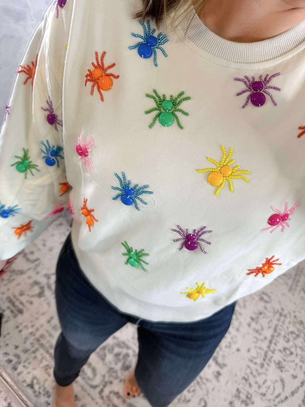 Queen of Sparkles :: Colorful Beaded Spider Sweatshirt {XS-XL}