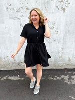 Flirty Romper Dress in Black {S-3X} - KaraMarie