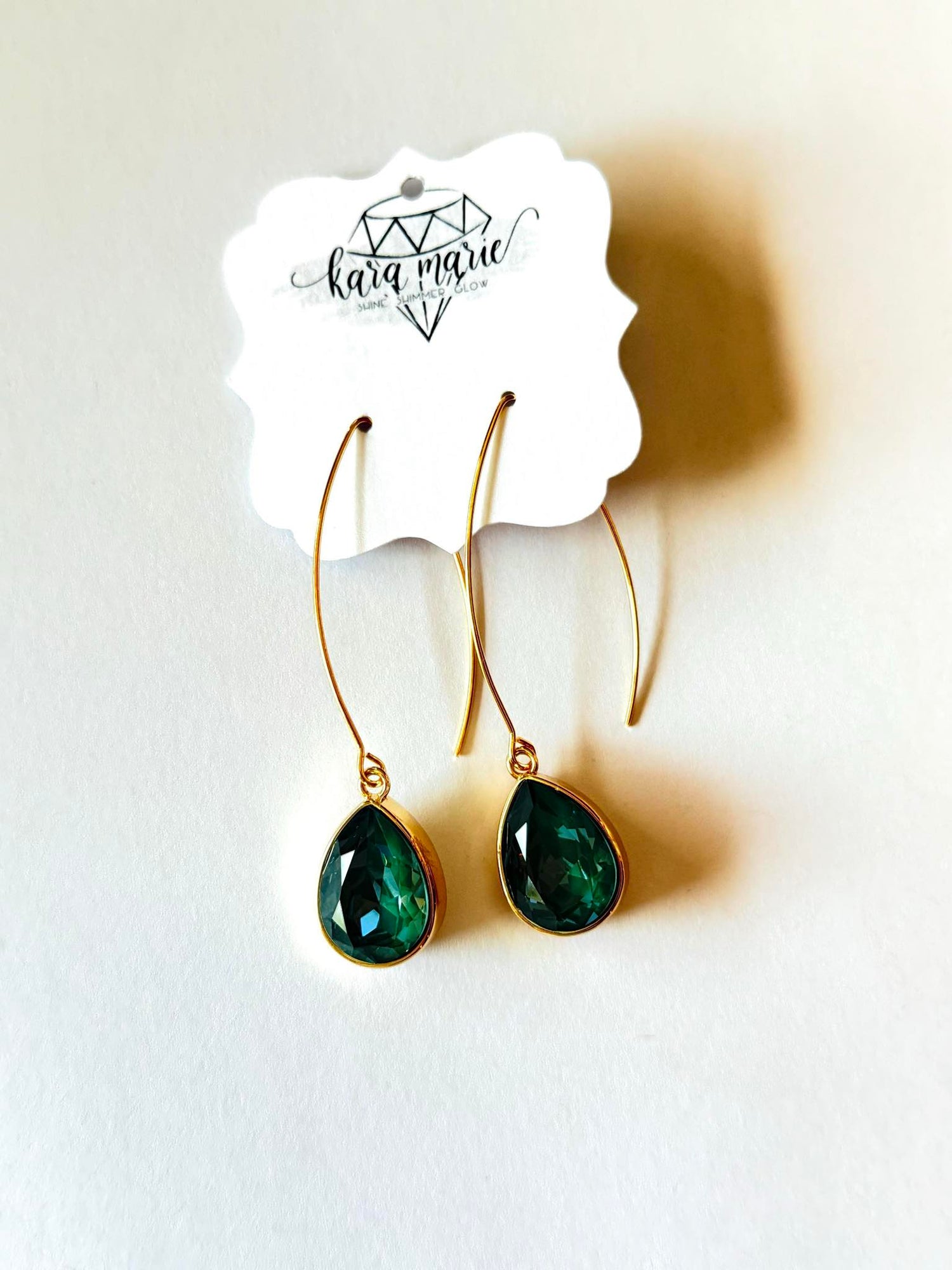 Long Majestic Green Pear Earrings