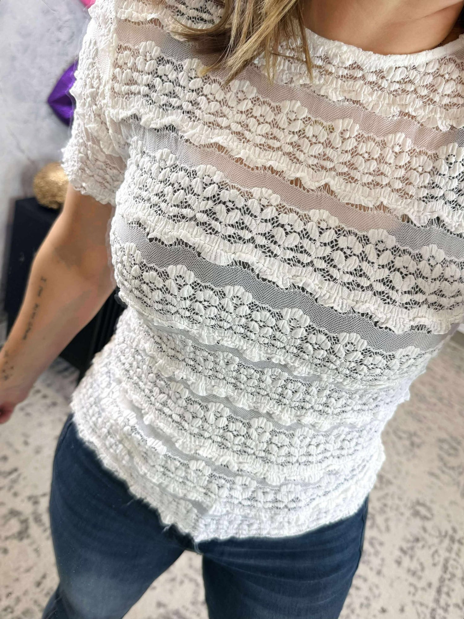 Blakeley Rosalie Lace Top in White {SM-2X}