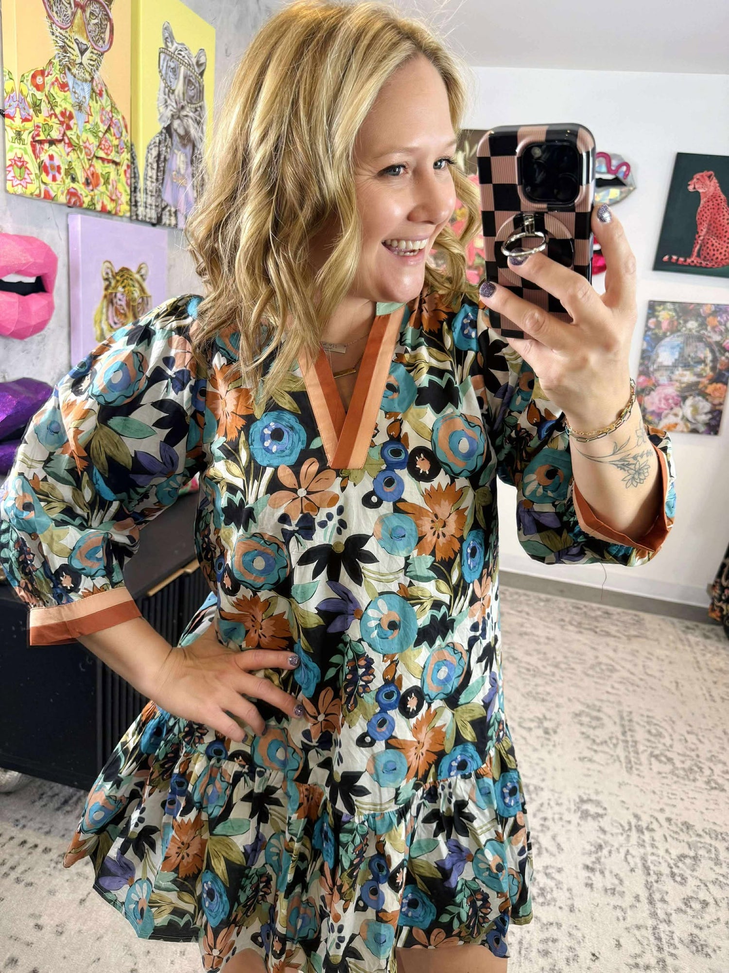 Petal Whirl Mini Dress in Cinnamon {S-L}