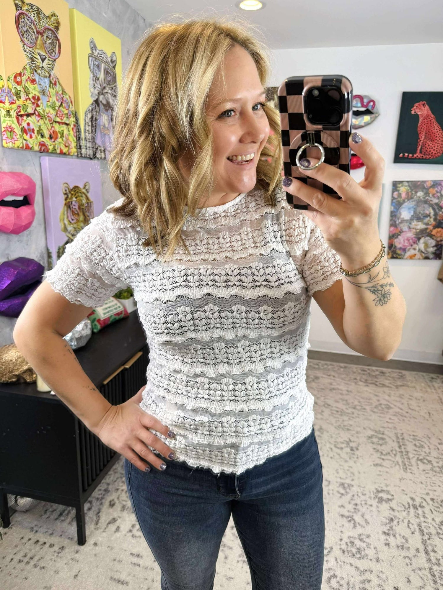 Blakeley Rosalie Lace Top in White {SM-2X}