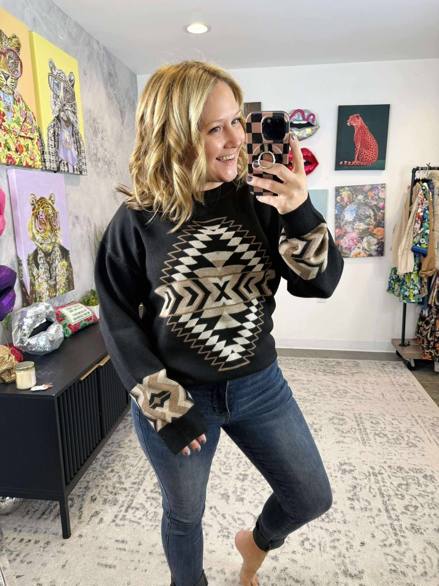Night Aztec Sweater {XS-3X}