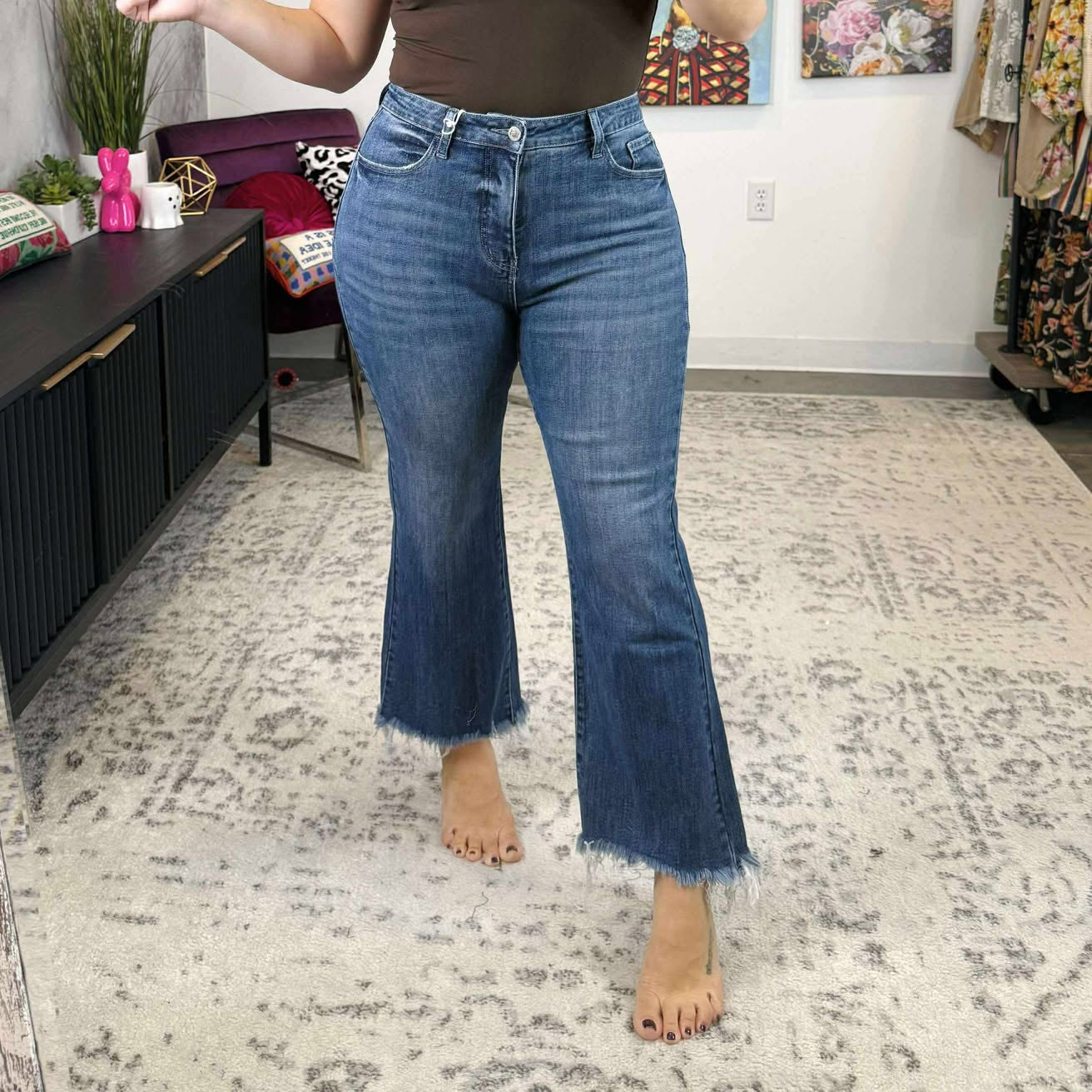 Blakeley Urban Non-Distressed Crop Jeans - Dark Wash {Sizes 0-3X} - KaraMarie